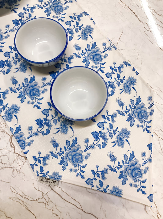 Blue Blossom Floral Table Runner