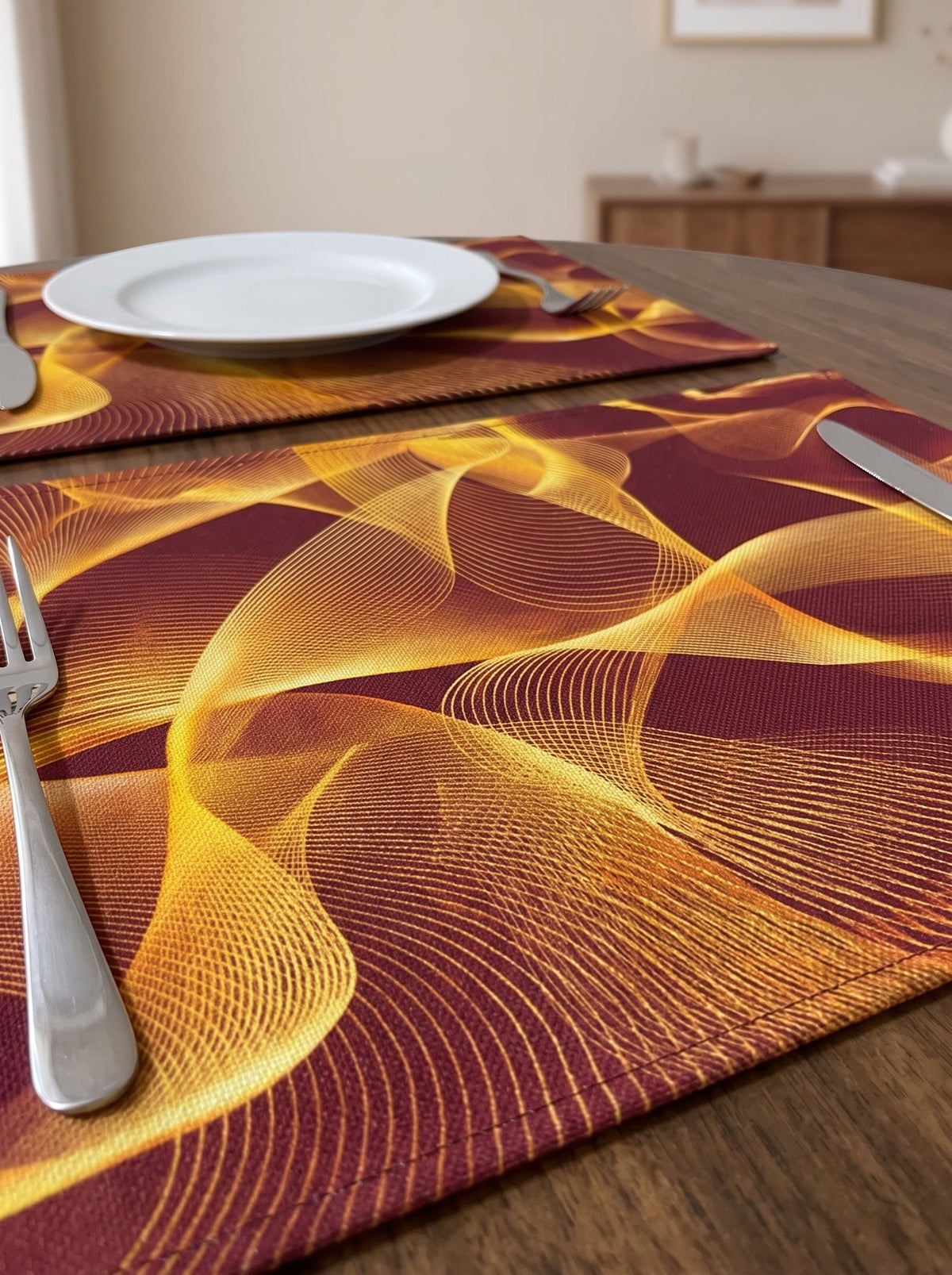 Amber Wave Abstract - Canvas Table Mat