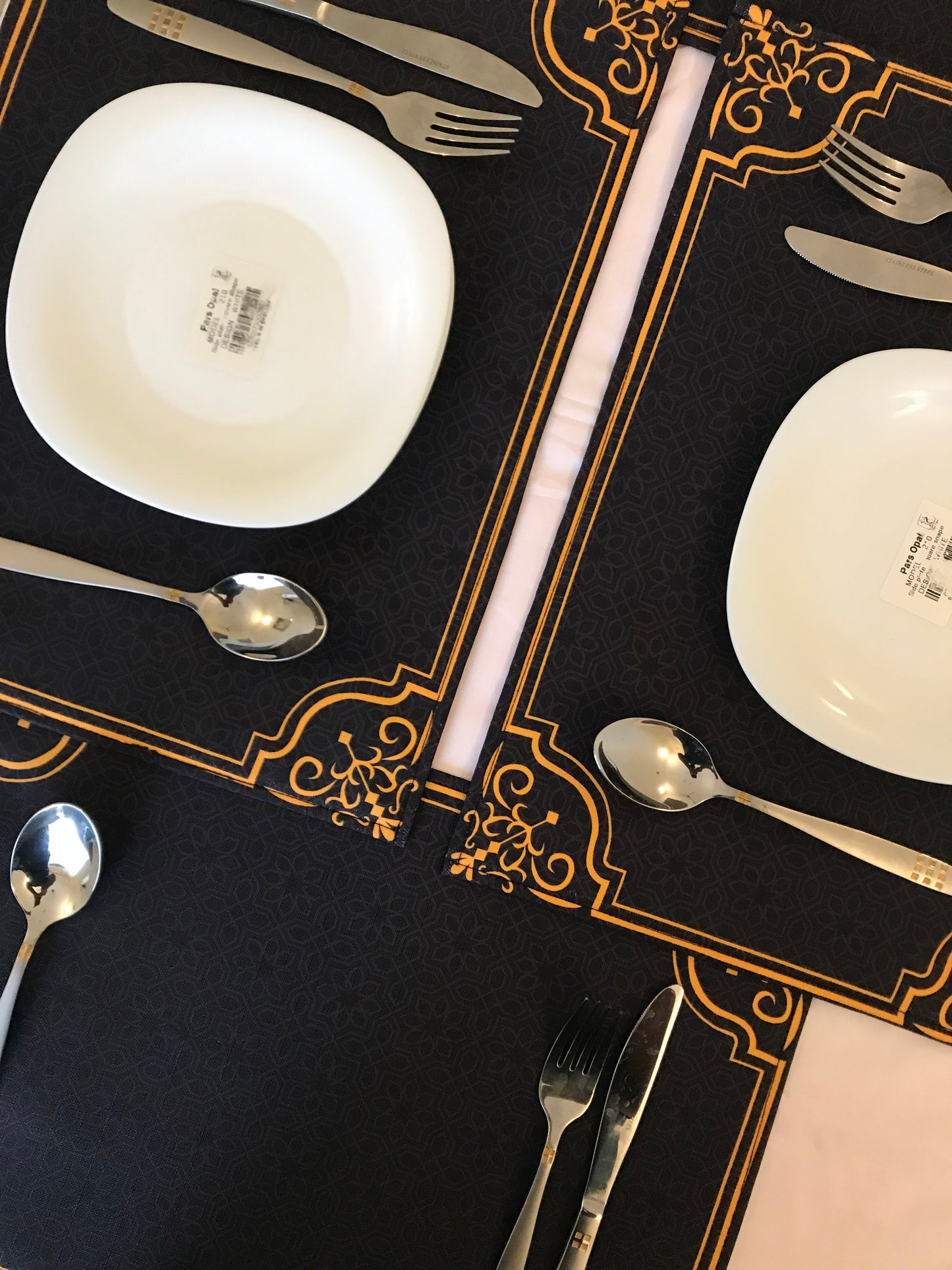 Royal Navy & Gold Filigree - Canvas Table Mat