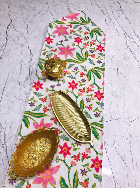 White Bloom Floral Table Runner