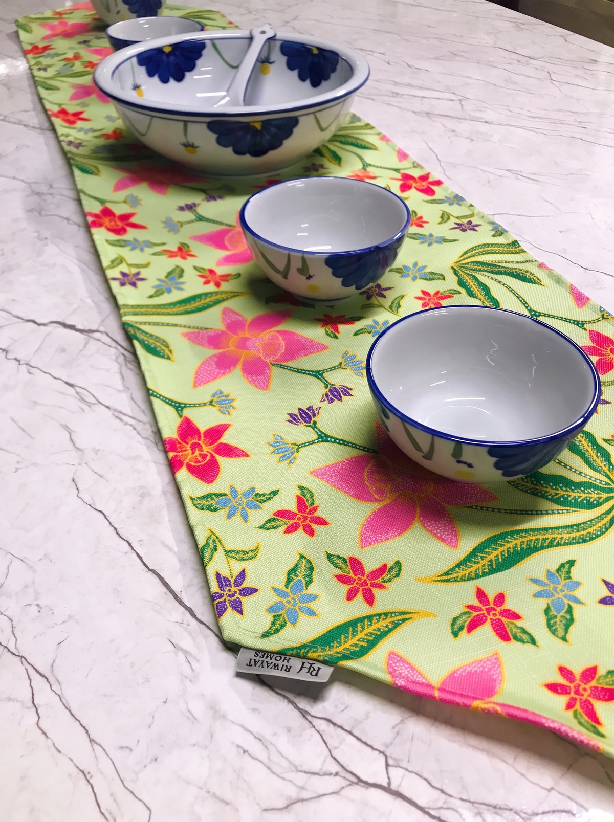 Mint Green Bloom Floral Table Runner