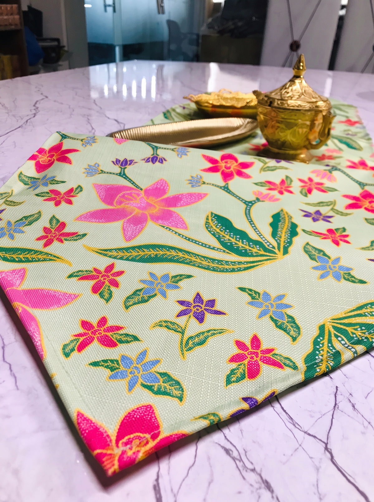 Mint Green Bloom Floral Table Runner