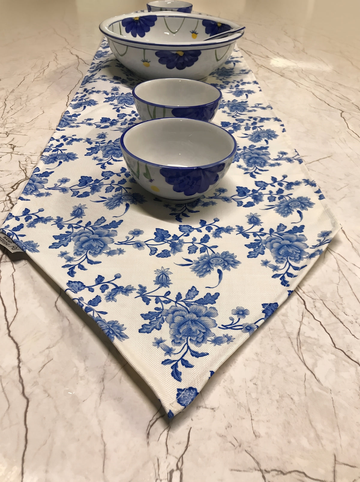Blue Blossom Floral Table Runner