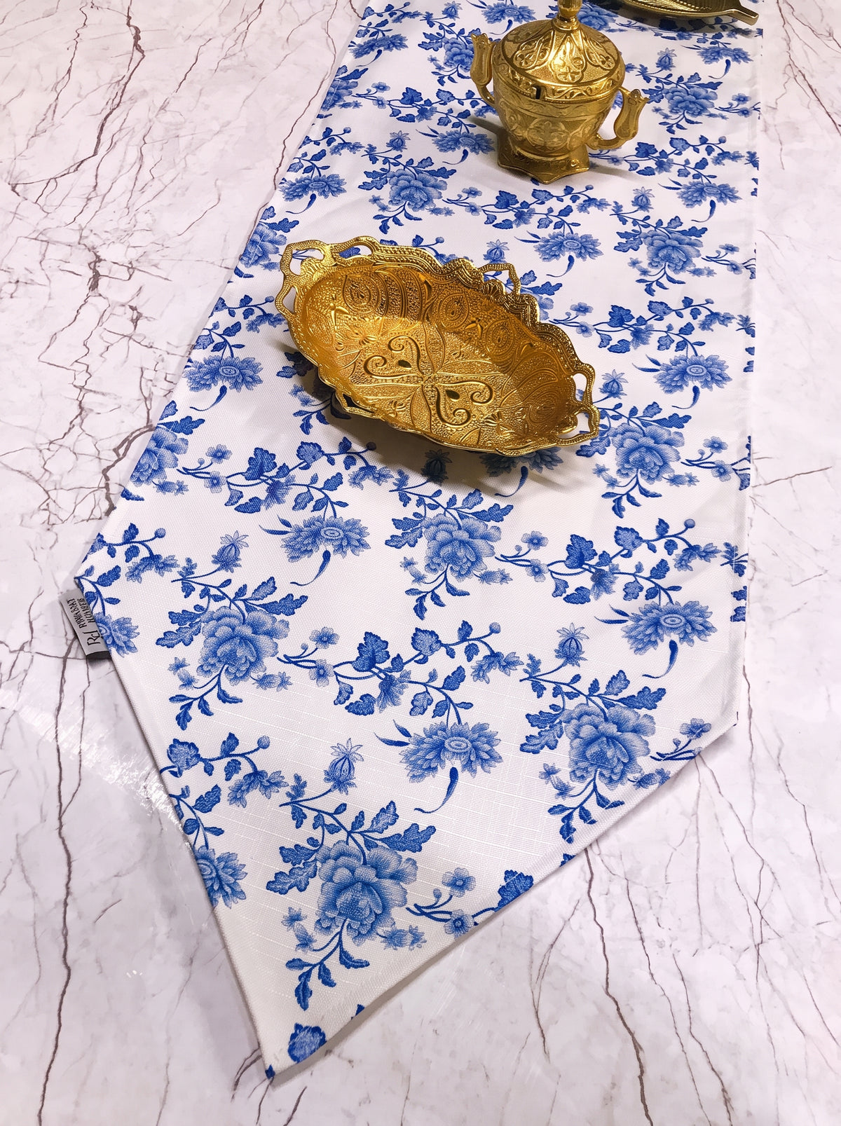 Blue Blossom Floral Table Runner