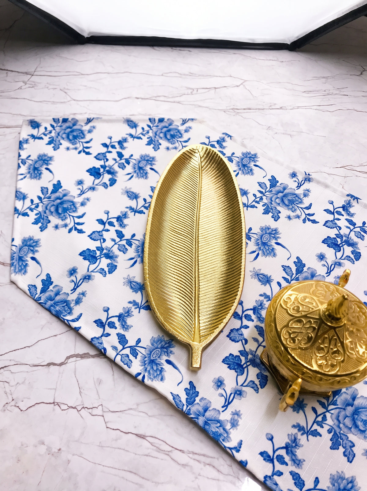 Blue Blossom Floral Table Runner