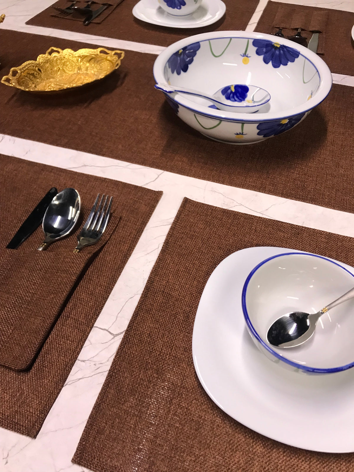 Rust Brown Heritage — Jute Table Mat Set